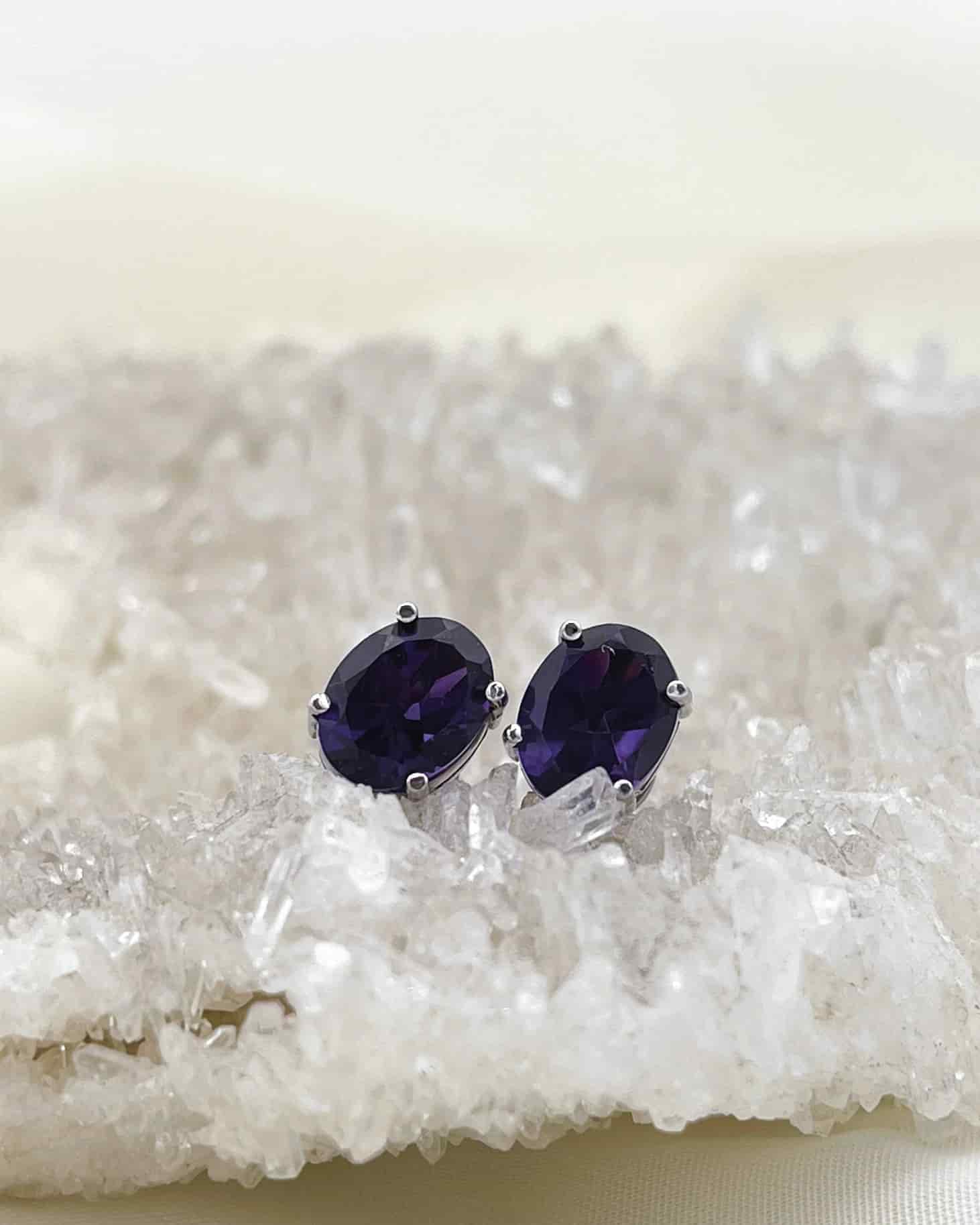 Aretes Amatista Oro Blanco 18k - miniatura 1
