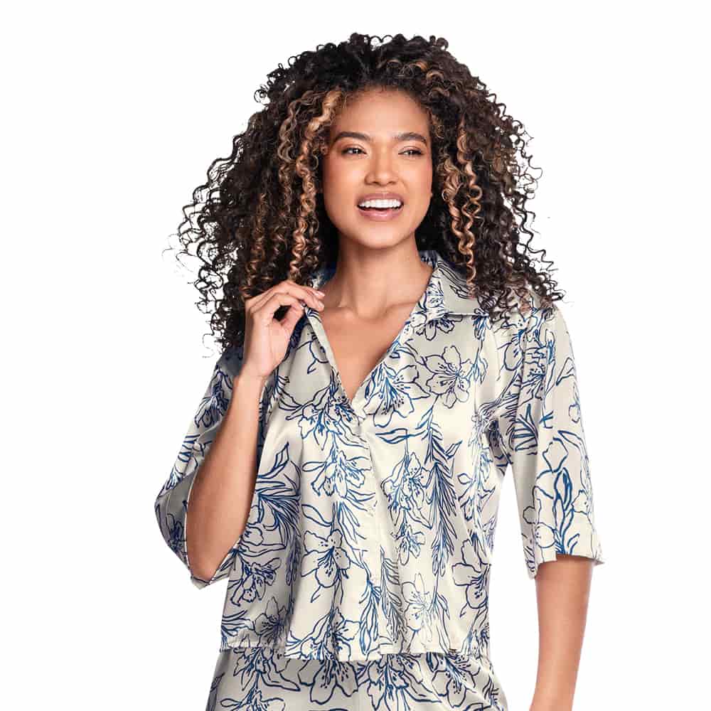 CAMISA DE PIJAMA EN SATÍN MANGA CORTA - miniatura 1