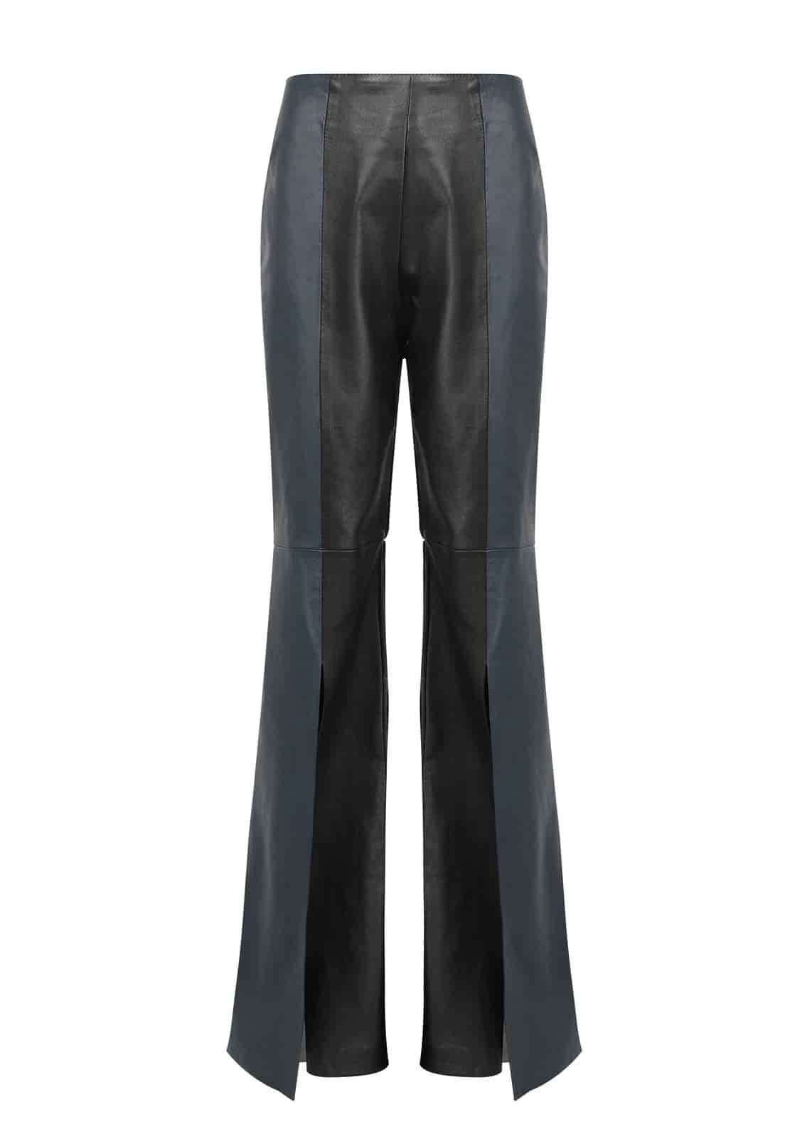 TWO-TONE LEATHER OPEN BOOT TROUSERS - miniatura 1