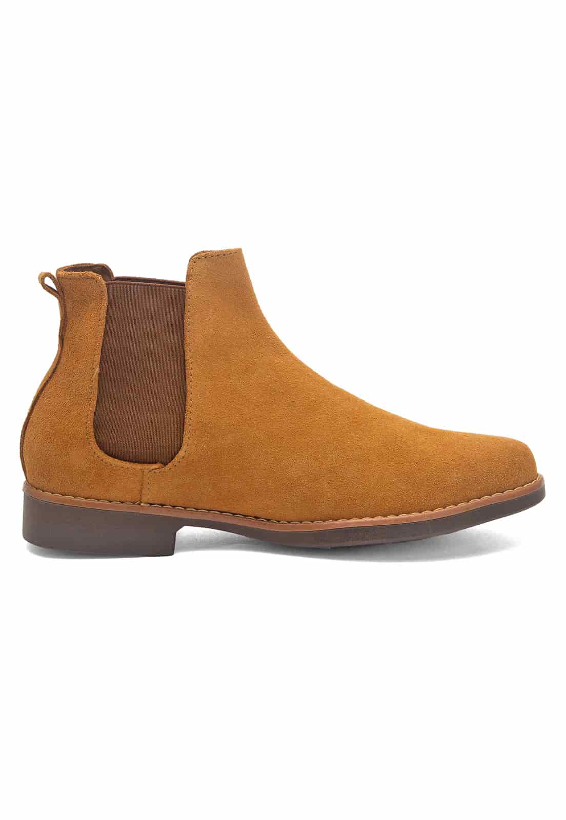 Botines chelsea camel en gamuza. - miniatura 3