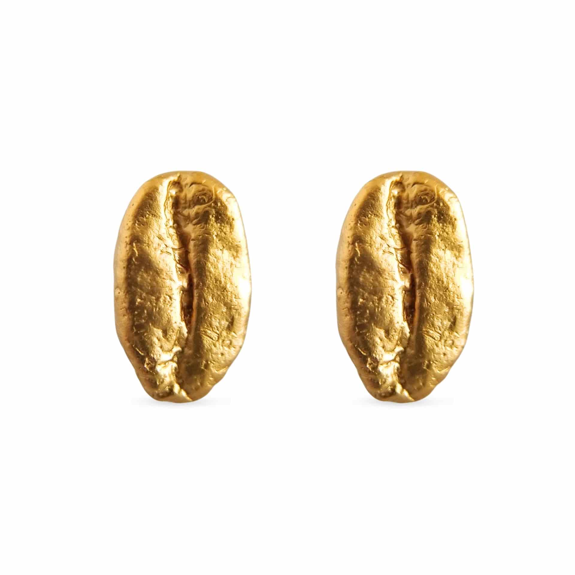 Aretes Café Gesha en plata con baño de oro - miniatura 3