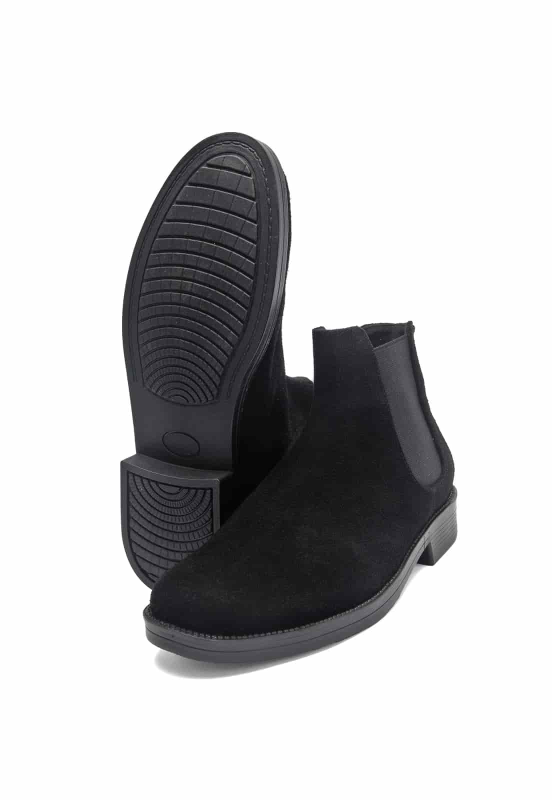 Botines chelsea negros en gamuza. - miniatura 5