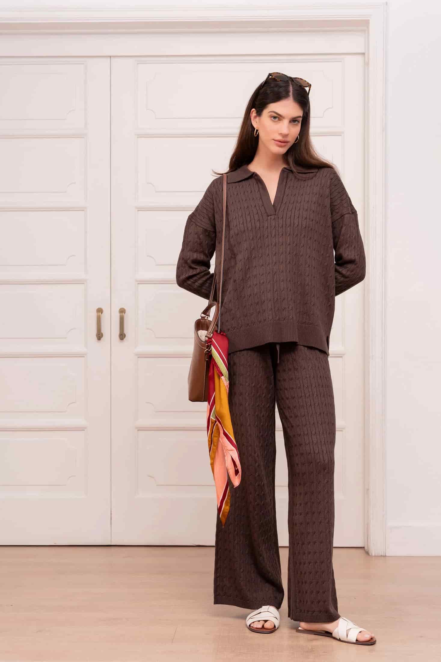 Outfit Set Trenzado Café Mujer - miniatura 2