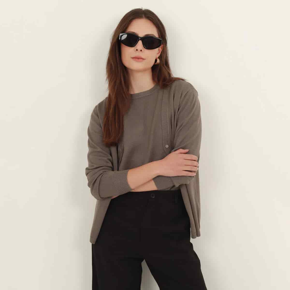 Sweater cardigan con botones manga larga - miniatura 4