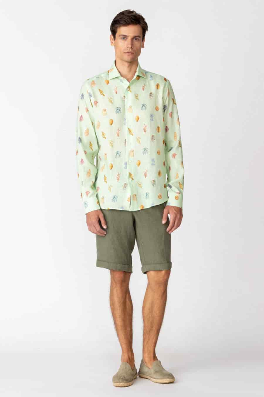 Men's linen shirt sky blue albatros - miniatura 1