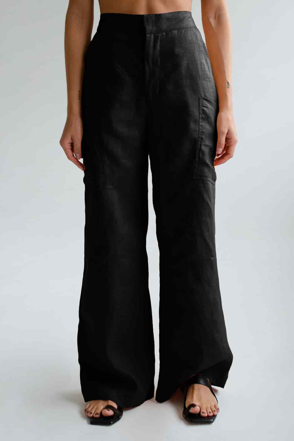 Pantalón Carpenter de Lino - Negro - miniatura 1