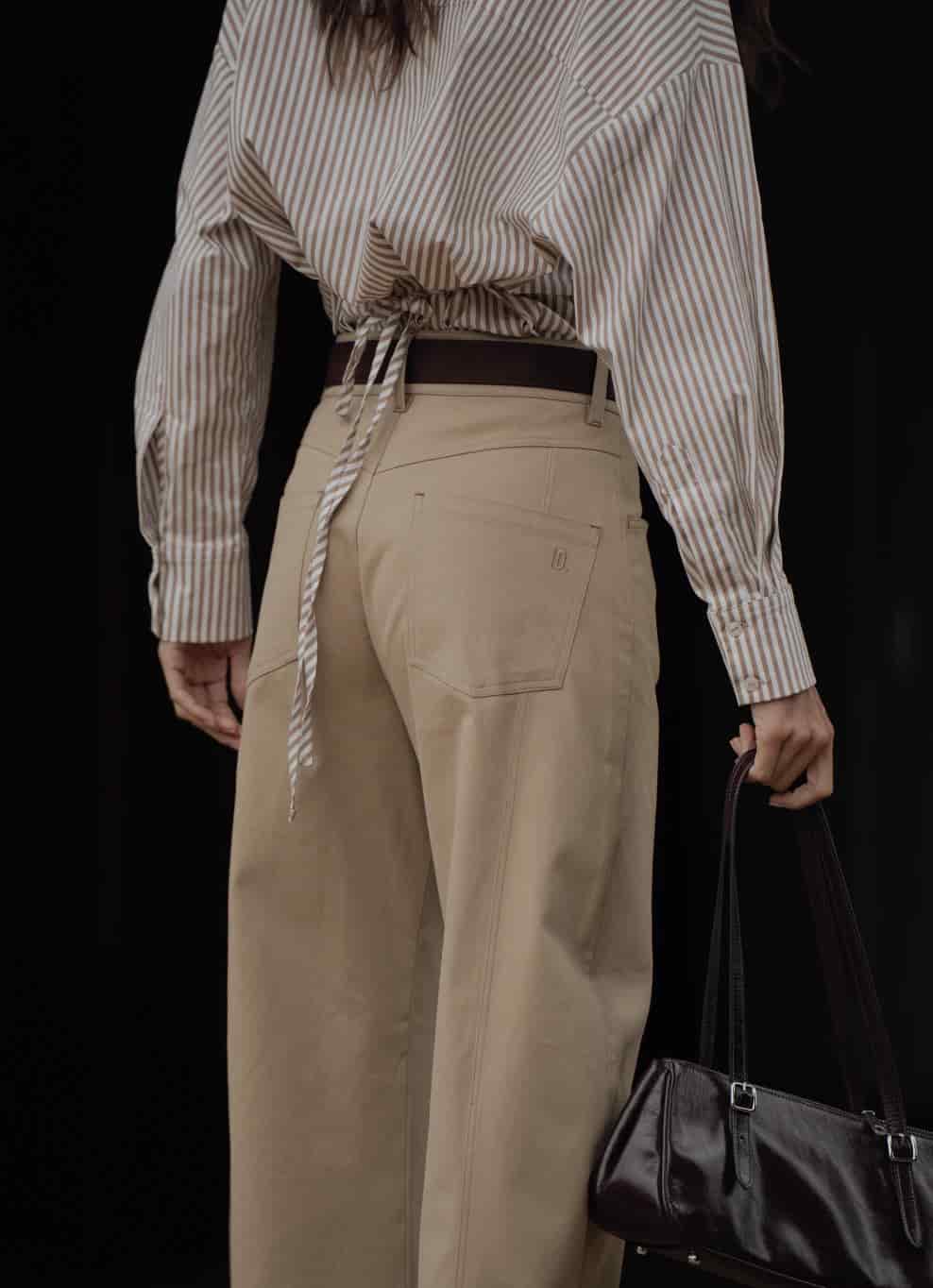 Pantalón Barrel de algodón | Khaki - miniatura 5