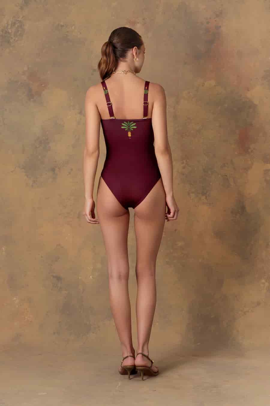Women's swimsuit one piece thalos wine - miniatura 4