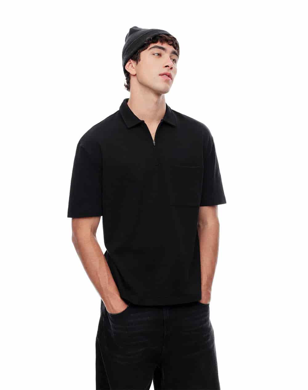 Polo regular algodón negra hombre - miniatura 4