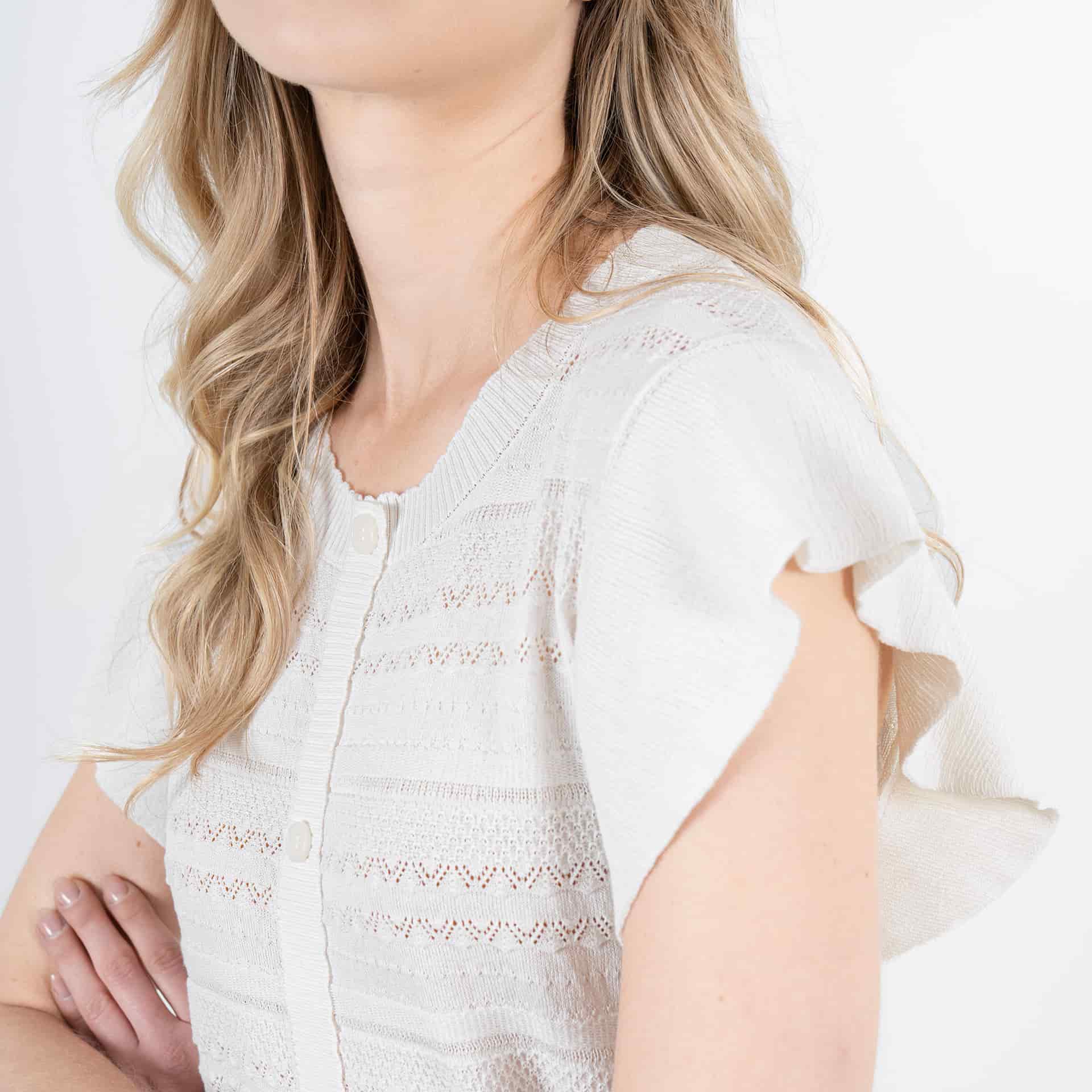 Sweater cuello redondo manga corta bolero con botones - miniatura 5