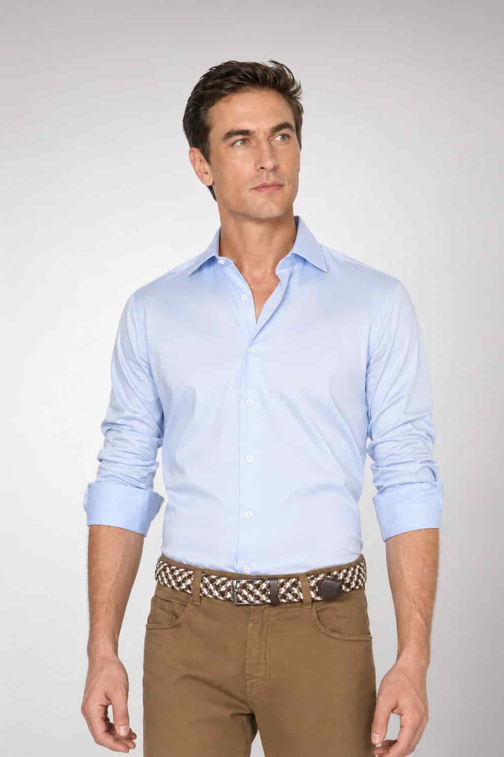 Camisa Classic Algodón Pima Azul Claro - miniatura 1
