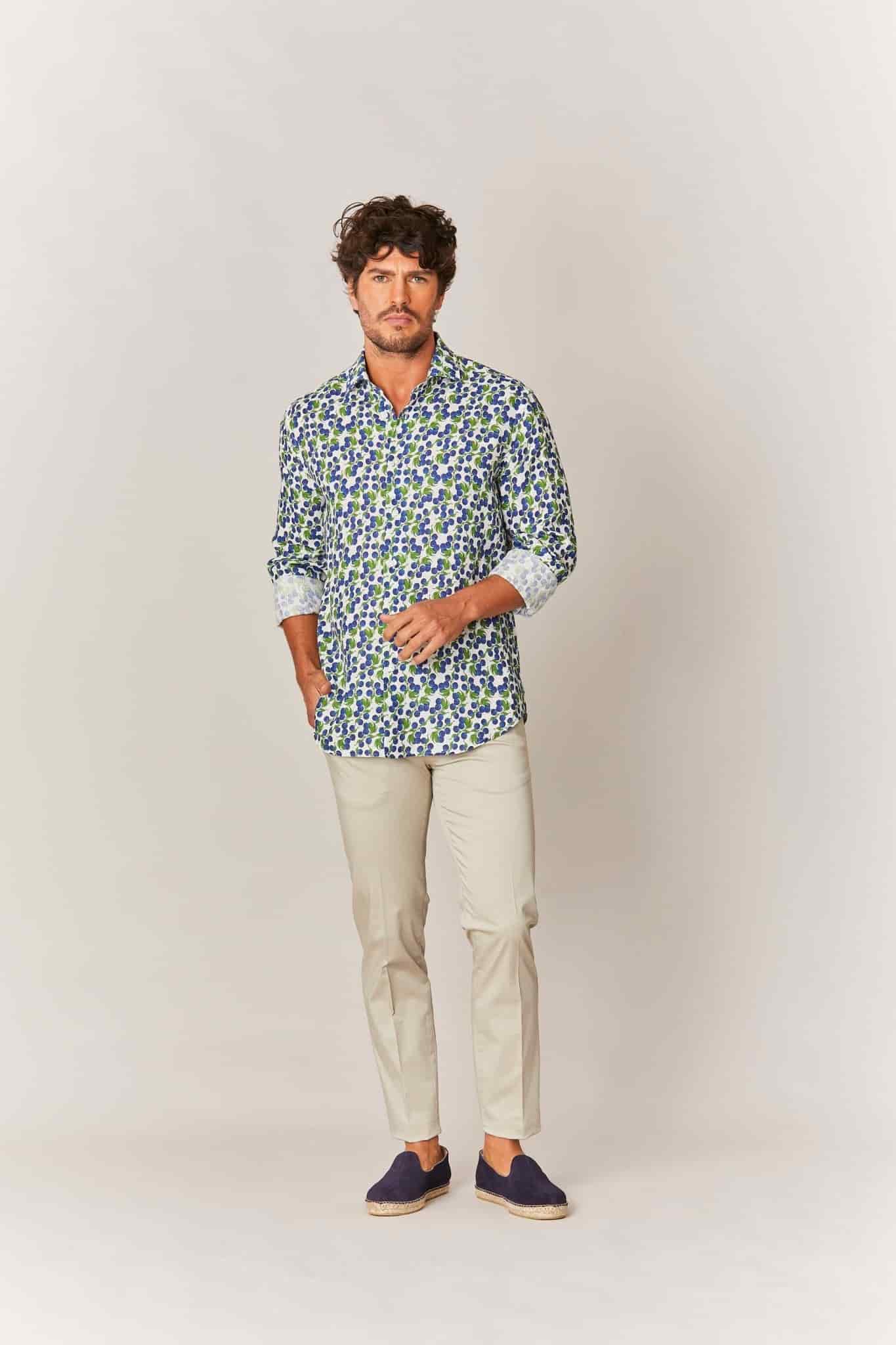 Men's linen shirt navy gooseberry - miniatura 2