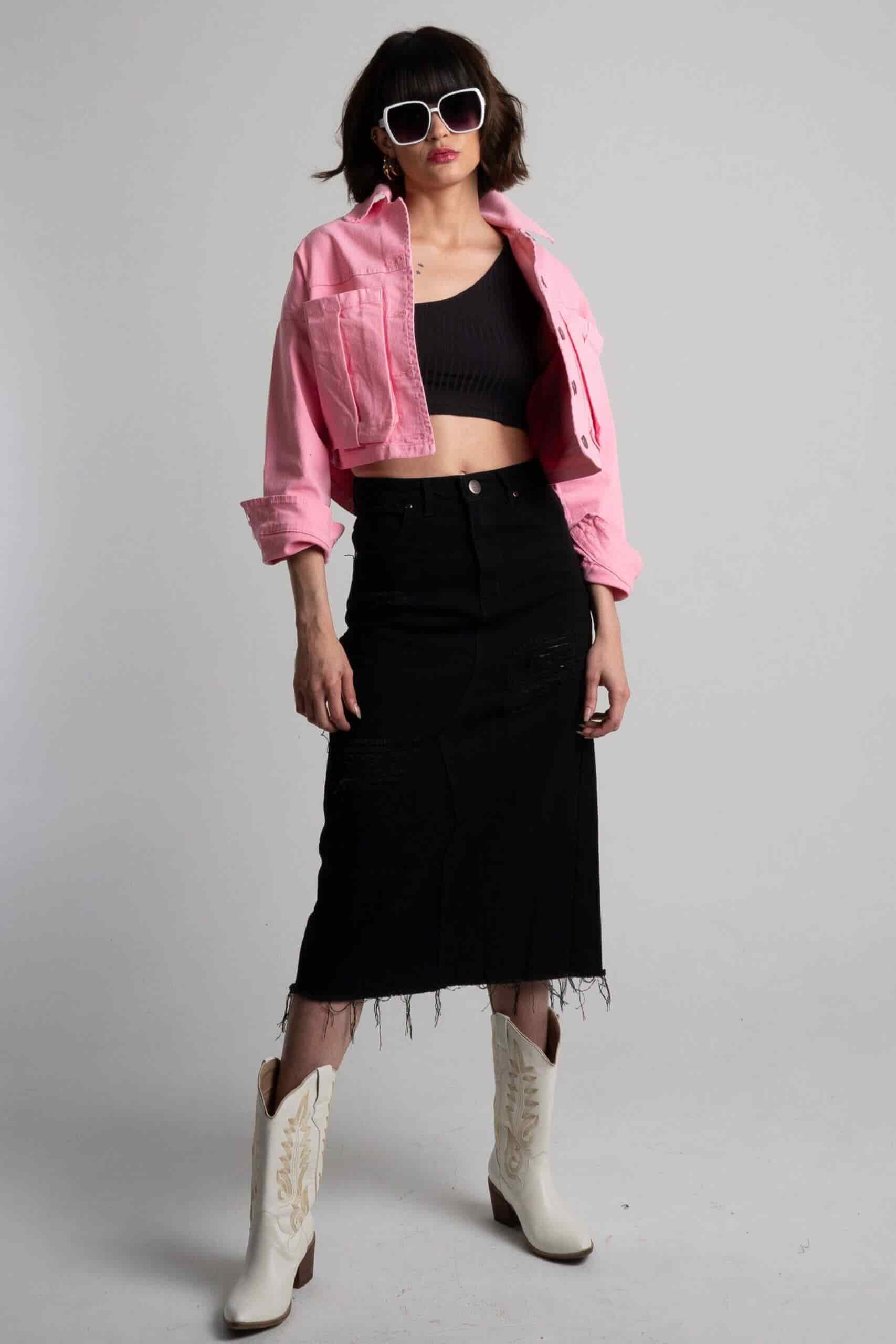 Chaqueta Cortés Denim Rosada - miniatura 3