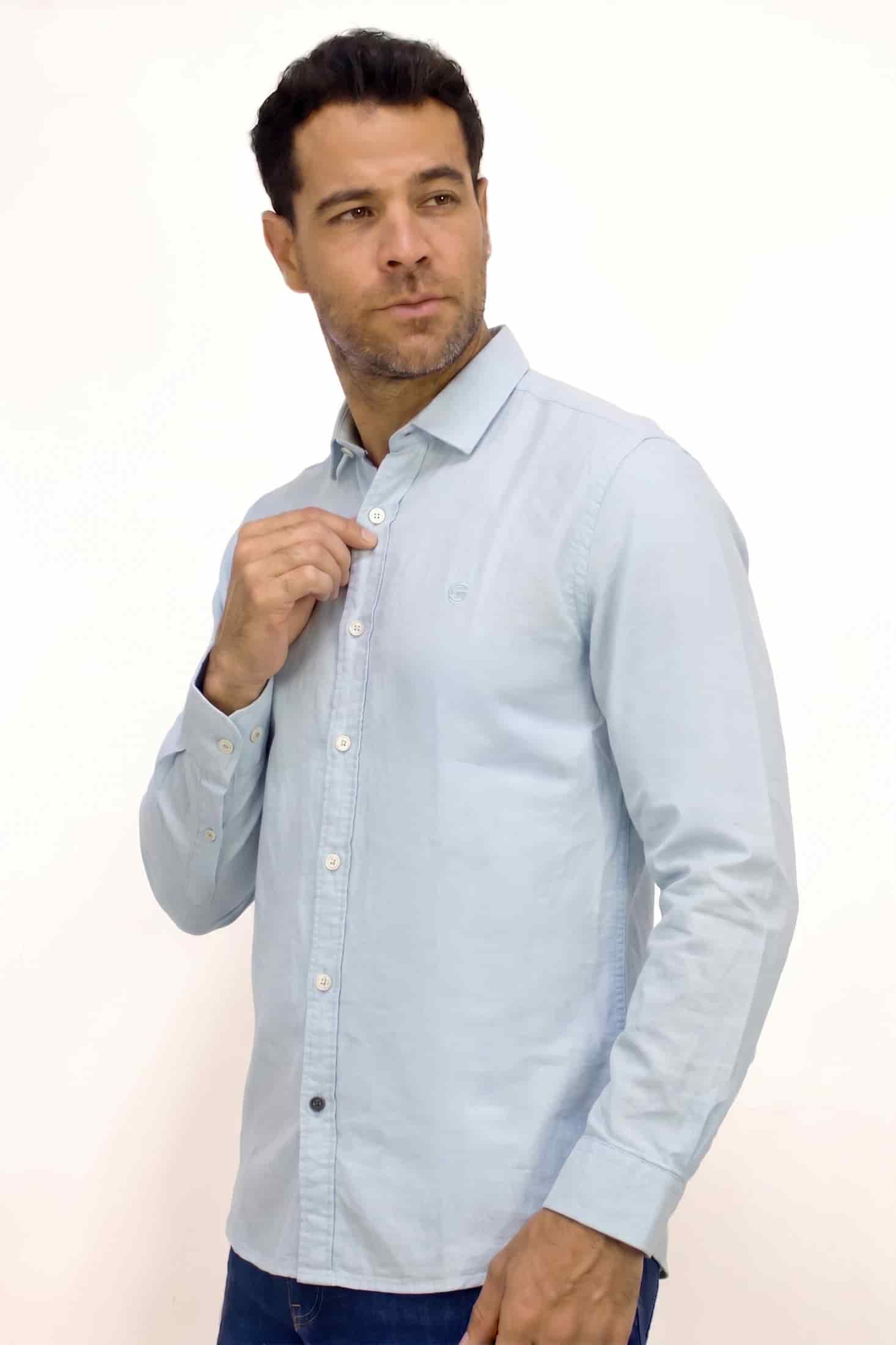 CAMISA MANGA LARGA AZUL OXFORD PARA HOMBRE - miniatura 1