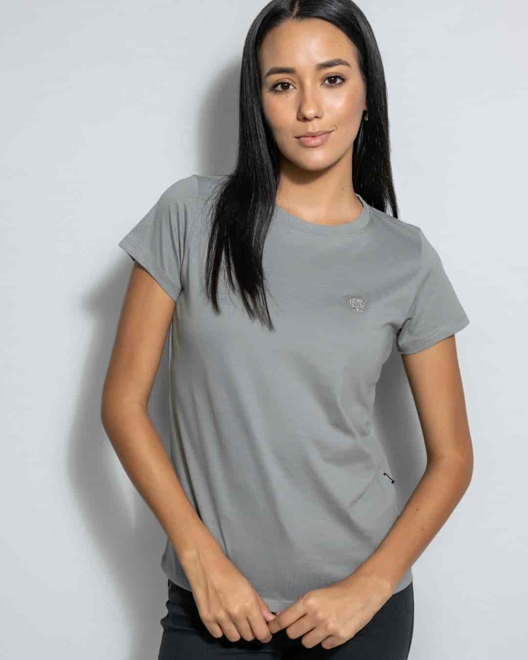 Camiseta Antimanchas de Mujer Gris logo Gris - miniatura 1