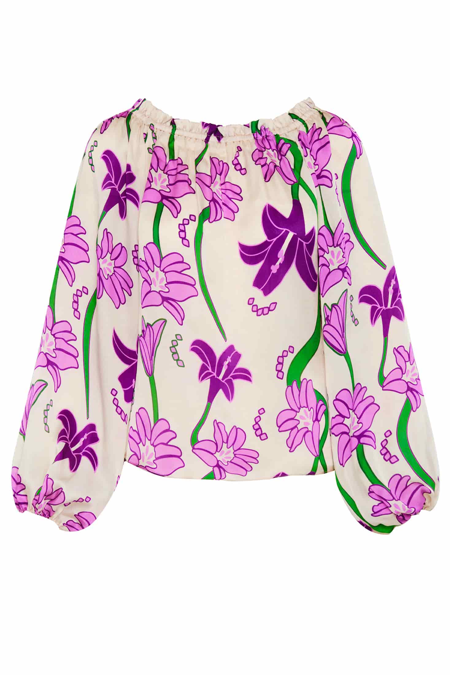 Astrid Silk Blouse / Violet Flowers - miniatura 1