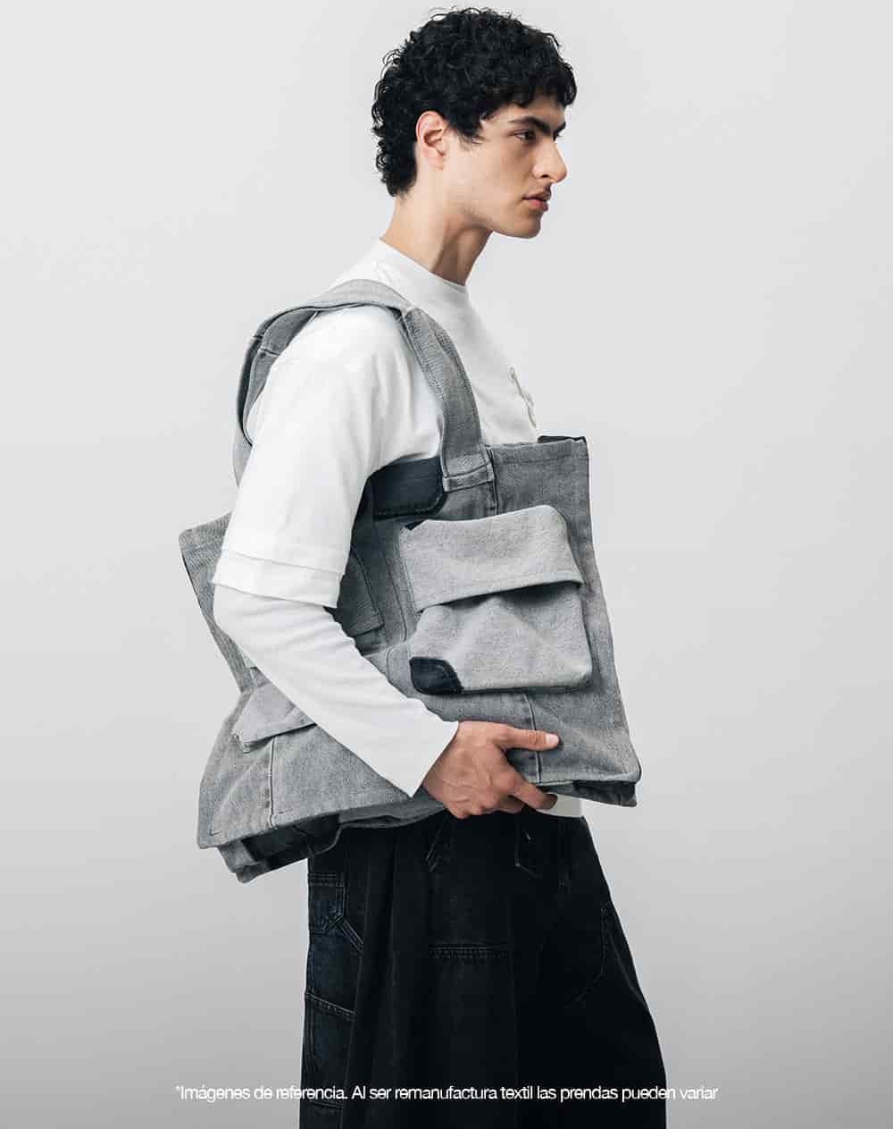 Tote bag denim maxi remanufacturado Gef x Alejandro Crocker mujer - miniatura 5
