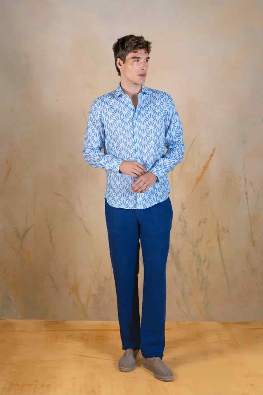 Light Blue Spica linen shirt light blue - miniatura 1