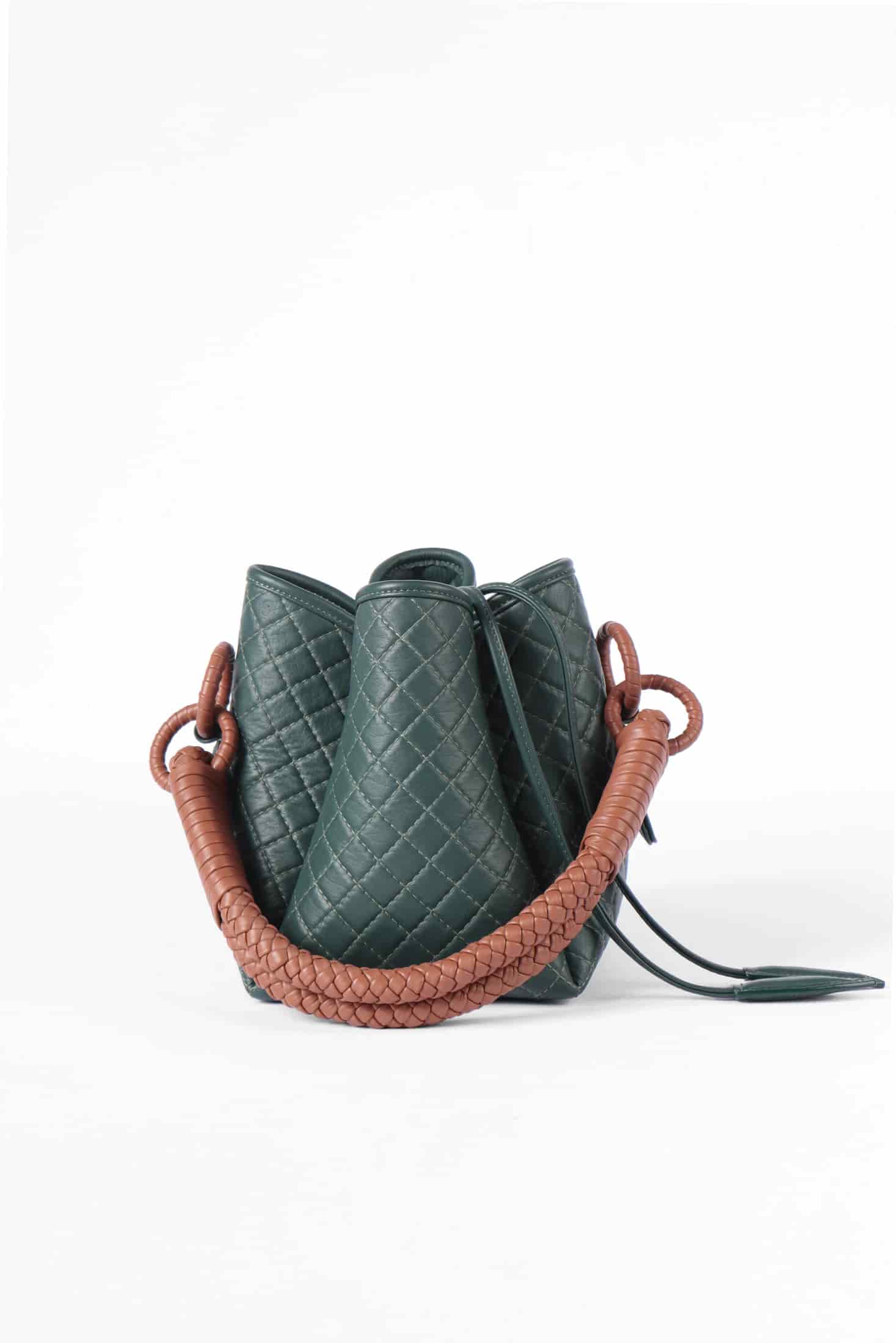 Tulip Mini Bucket Bag, Green & Brandy - miniatura 1