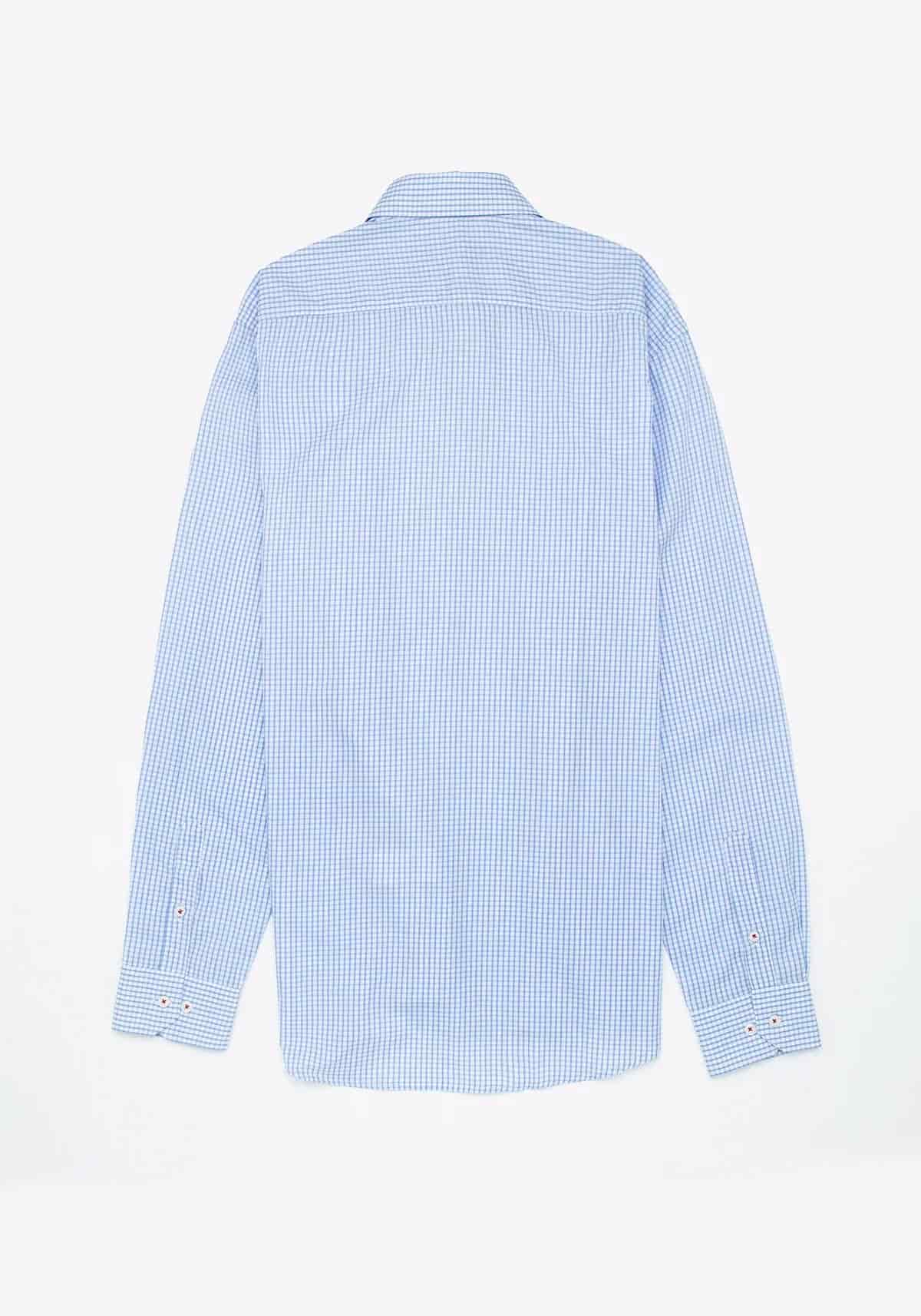 Camisa Popelín Cuadro Ventana Algodón Azul Claro - miniatura 4
