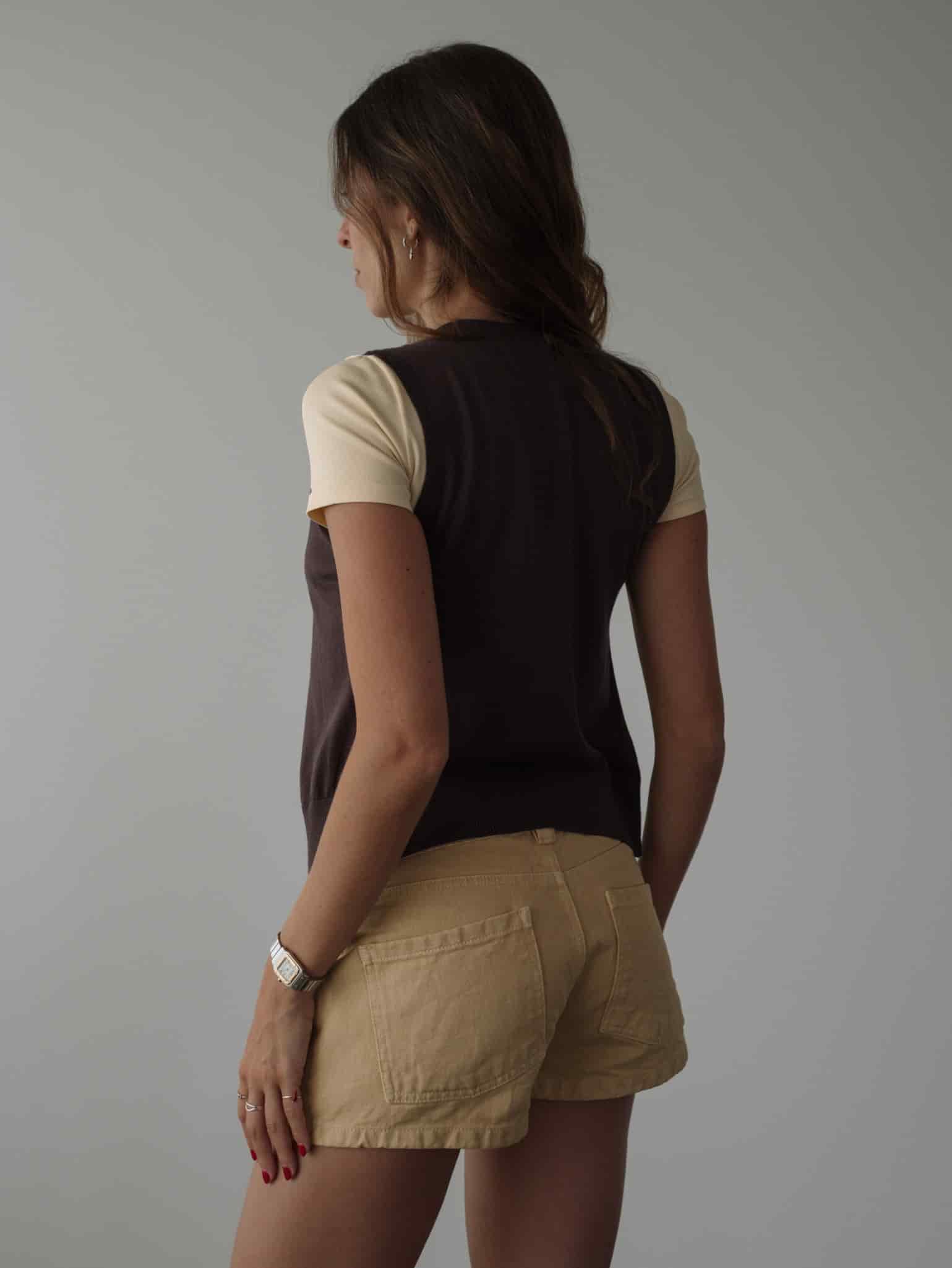 CLASSIC BUTTON KNIT VEST - BROWN - miniatura 12