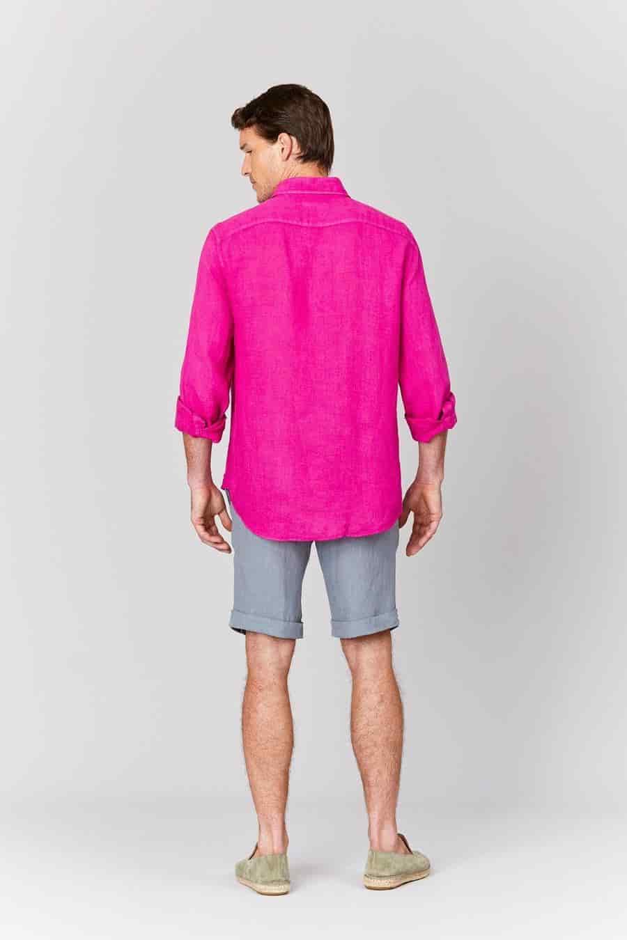 Men's linen bermuda smoke - miniatura 4