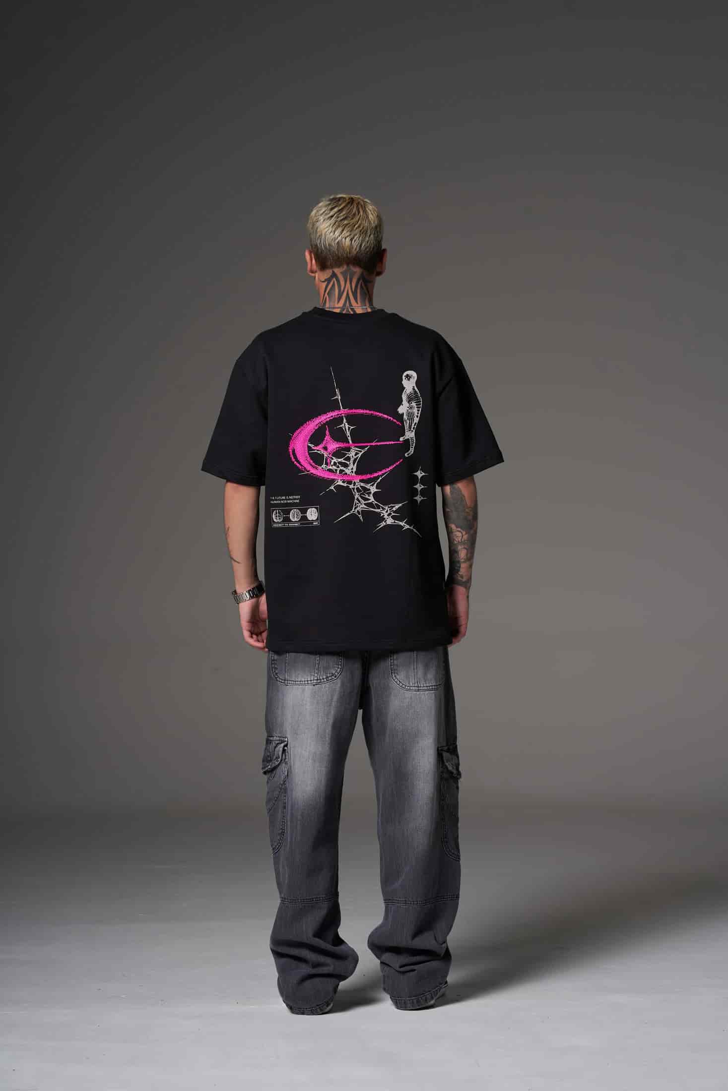 T shirt hyper human purple negra claro 300 gramos 14584 - miniatura 5