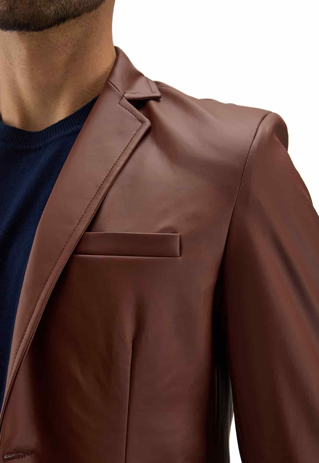 Blazer en cuerina café - miniatura 12