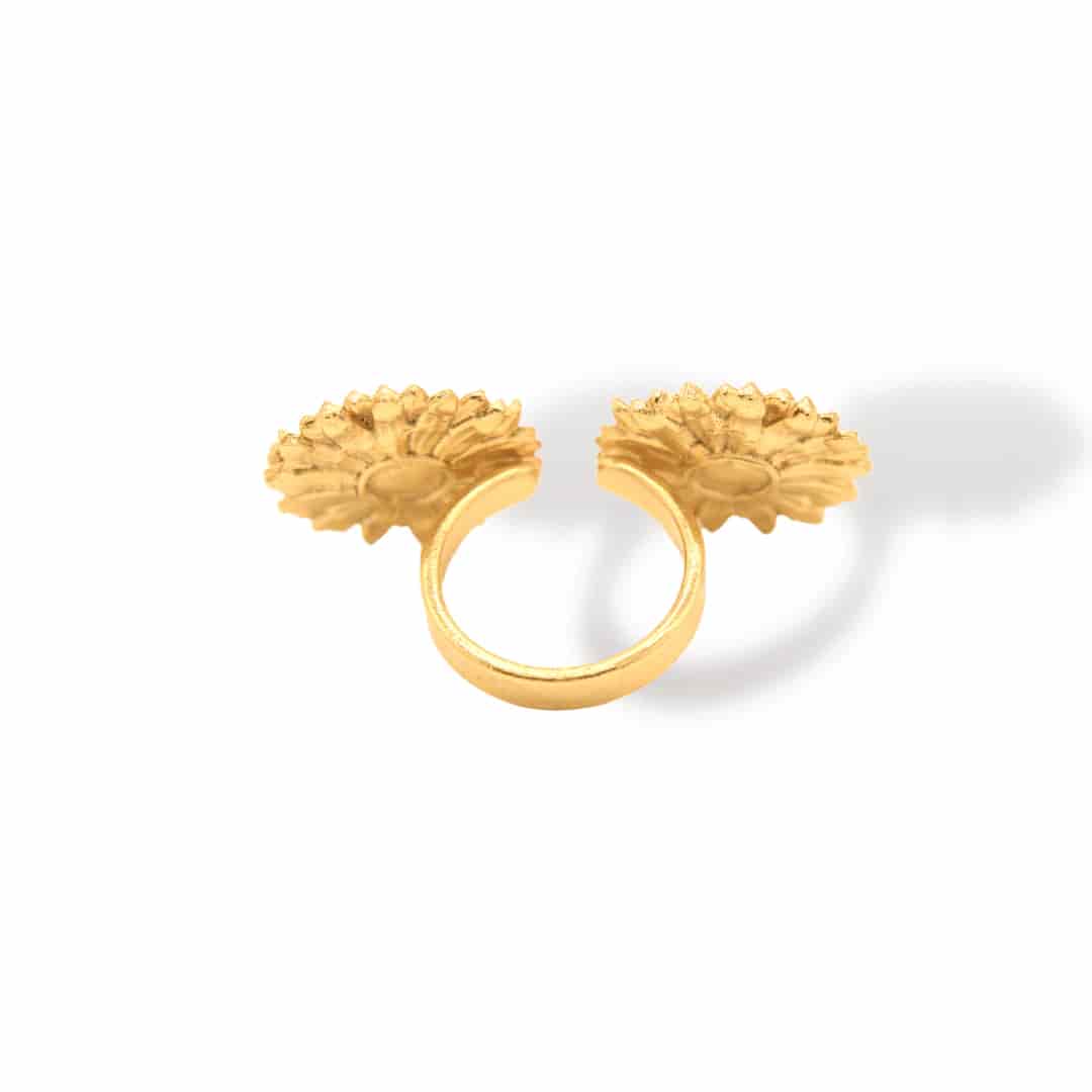 Anillo doble con flores de margarita grandes - miniatura 2