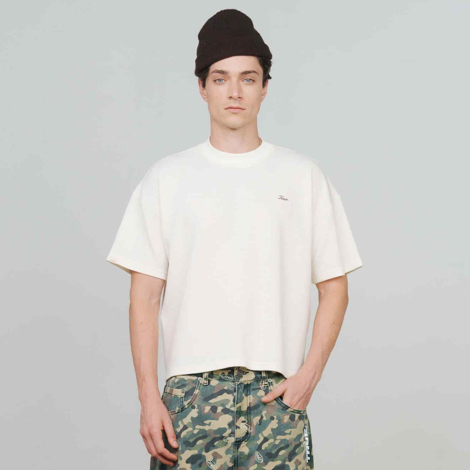 Textured Boxy Tee - Cream - miniatura 3