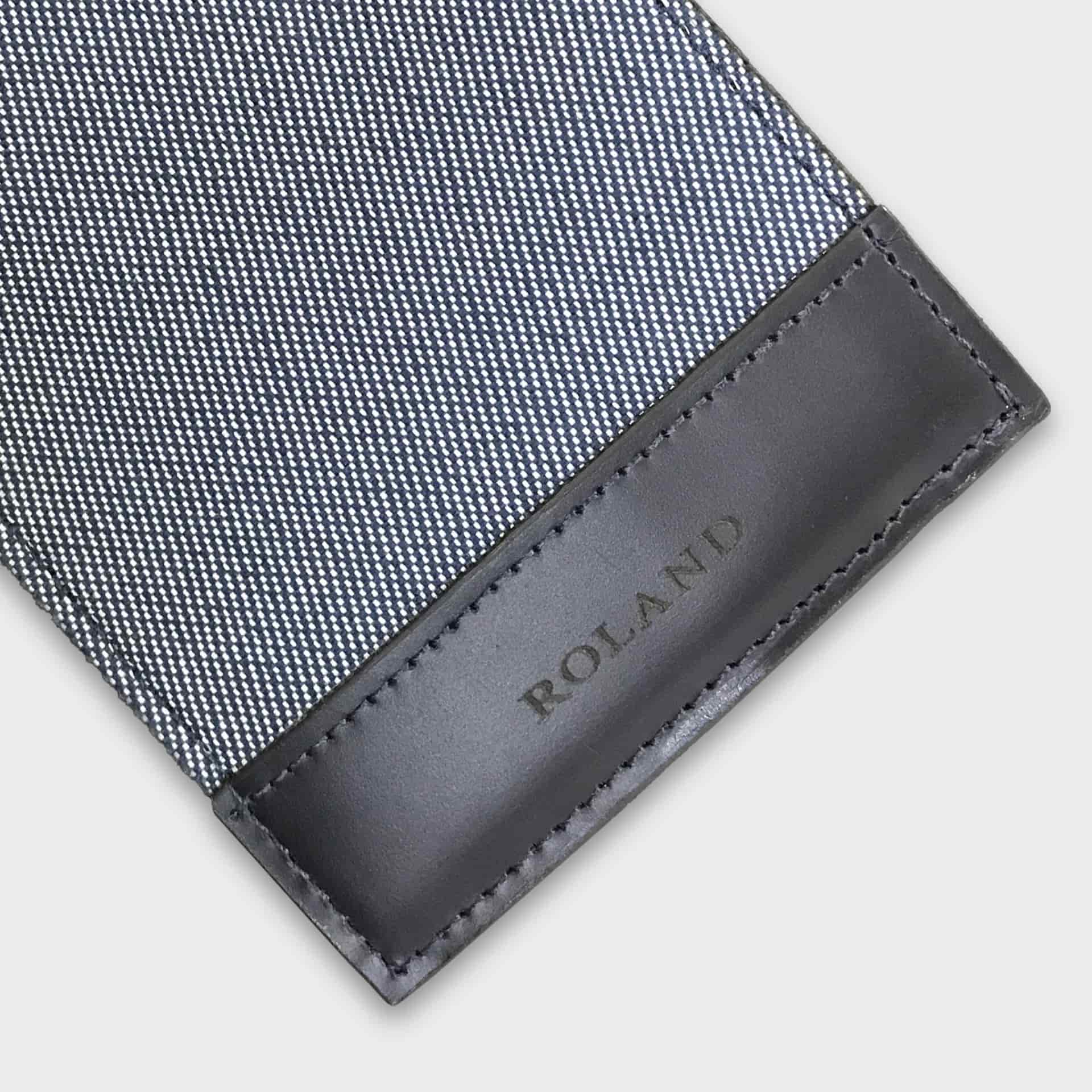 Billetera de cuero napa + lona color azul oscuro - miniatura 3