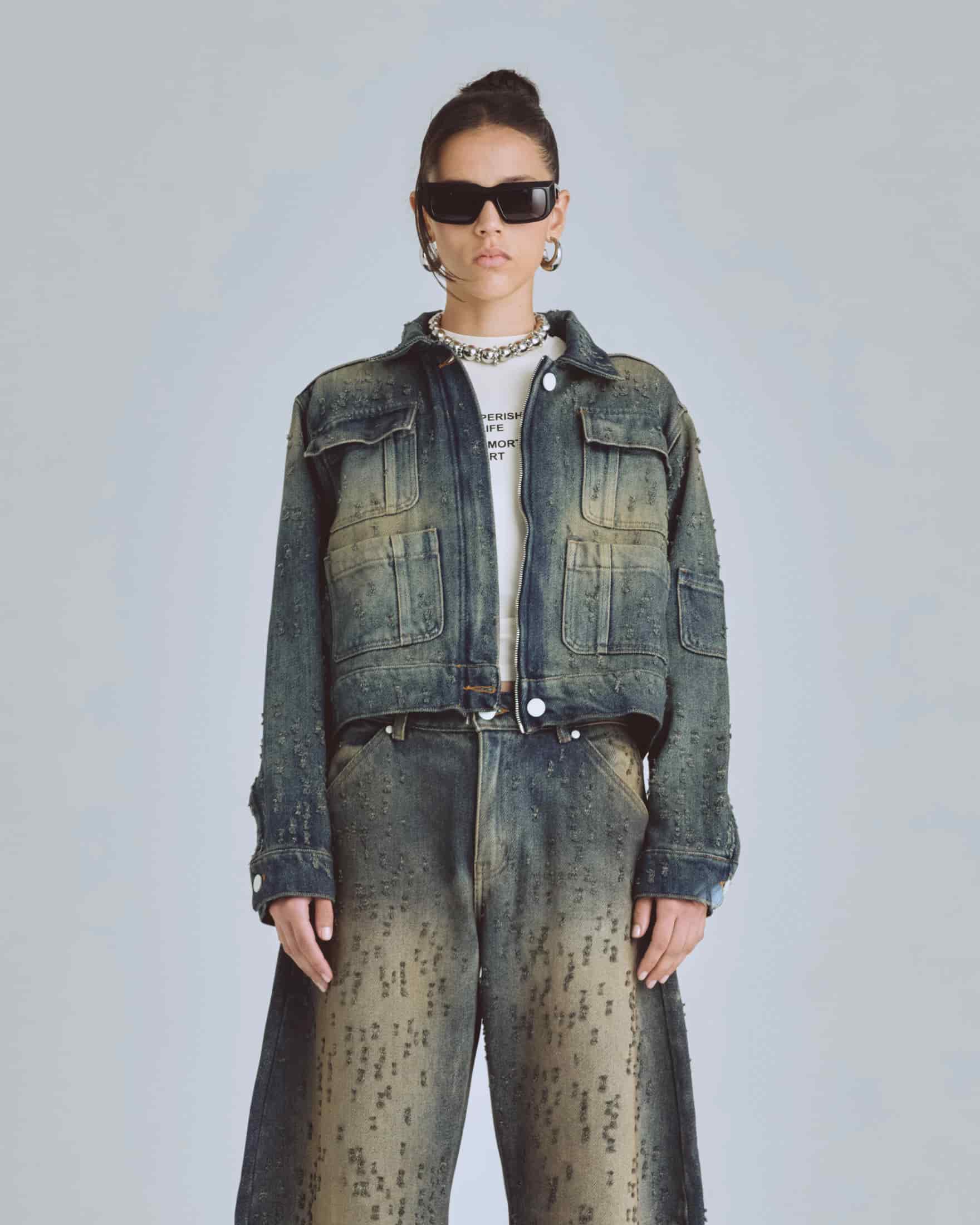 W Agnus Dei Undrgld Ripped Jacket Dirty Blue - miniatura 2
