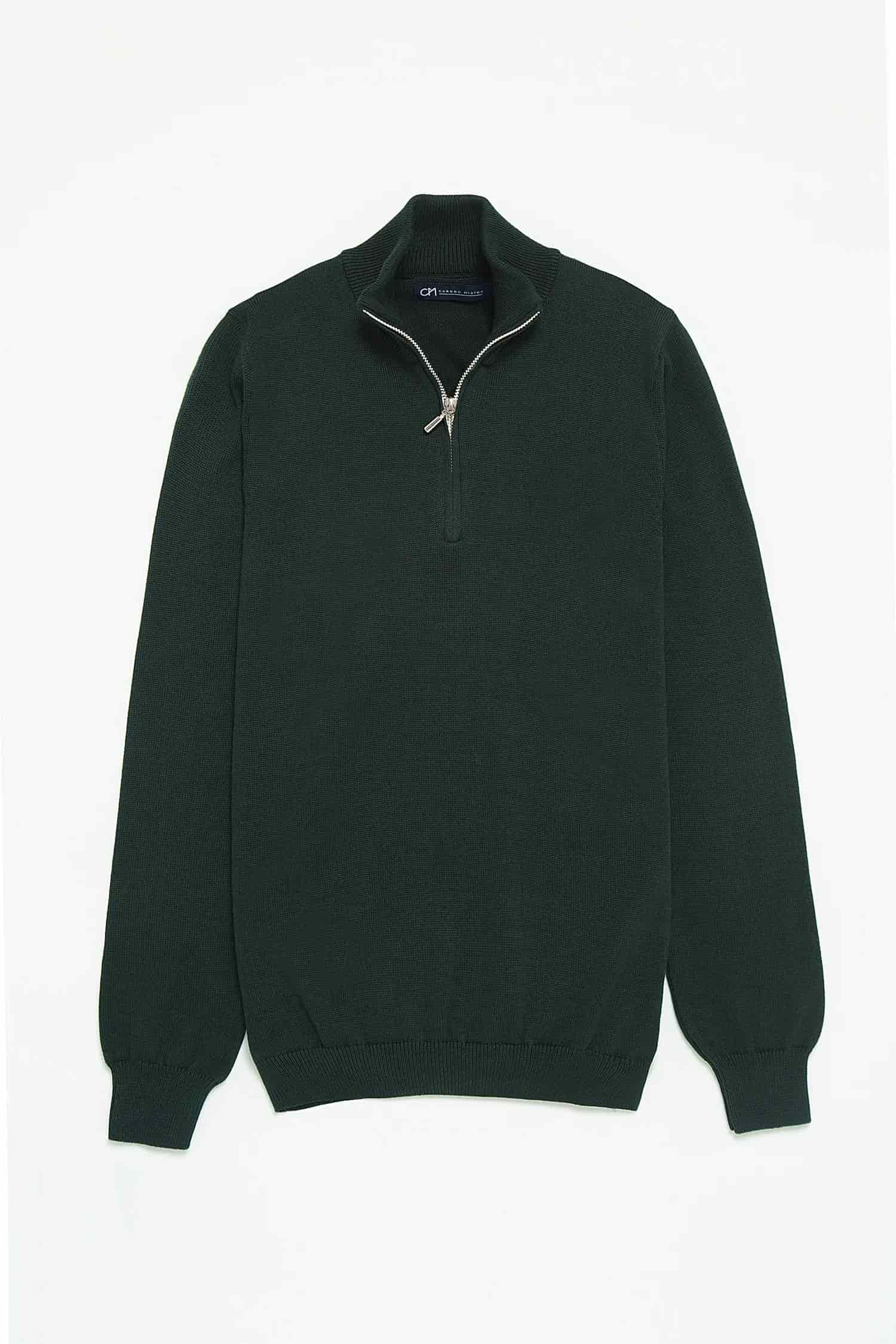 Saco Half Zip Algodón Verde Botella - miniatura 1