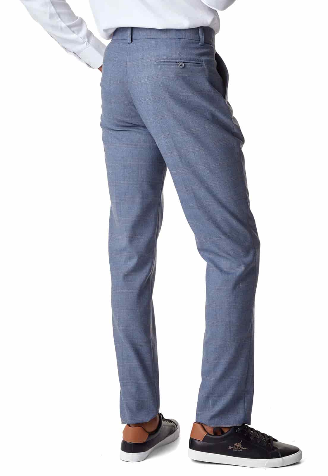 Pantalón azul formal a cuadros - miniatura 2