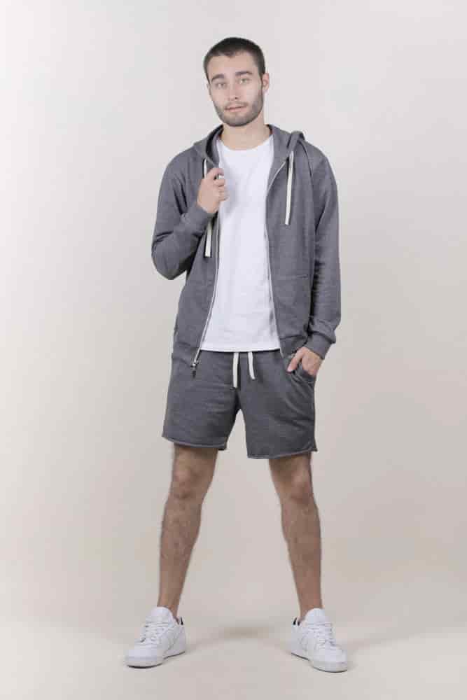 HOODIE DE CREMALLERA GRIS UNISEX - miniatura 1