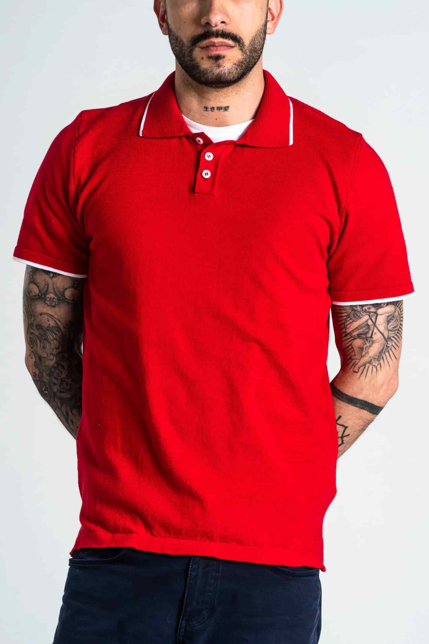 Polo Punto Algodón Rojo - miniatura 1