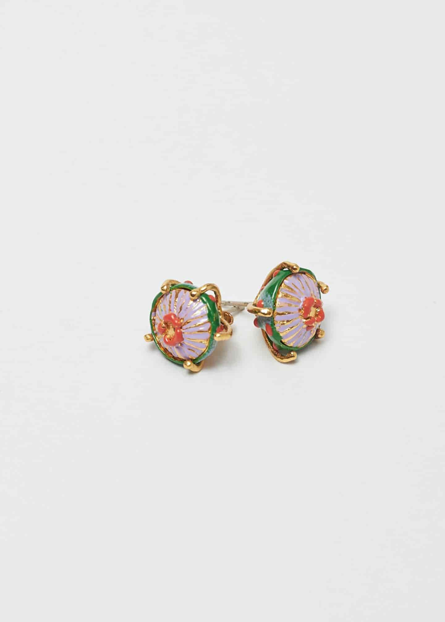 Aretes mini sombrerito verde lila - miniatura 3