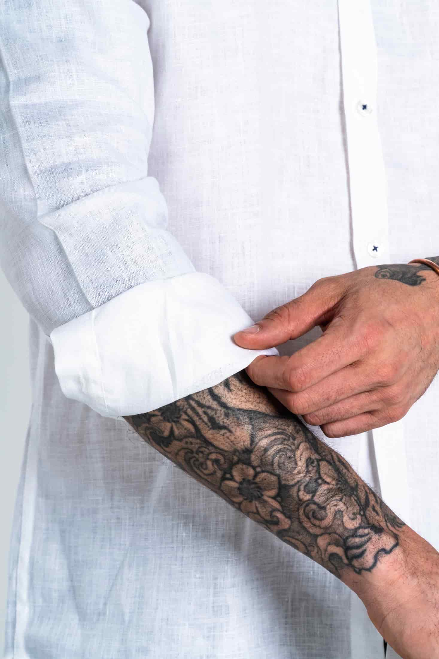 Camisa Botón Contraste Lino Blanco - miniatura 9