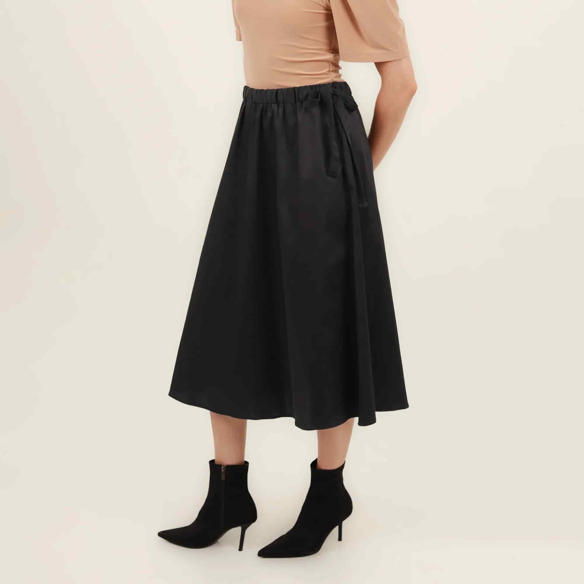 Falda midi evasé con lazo - miniatura 4