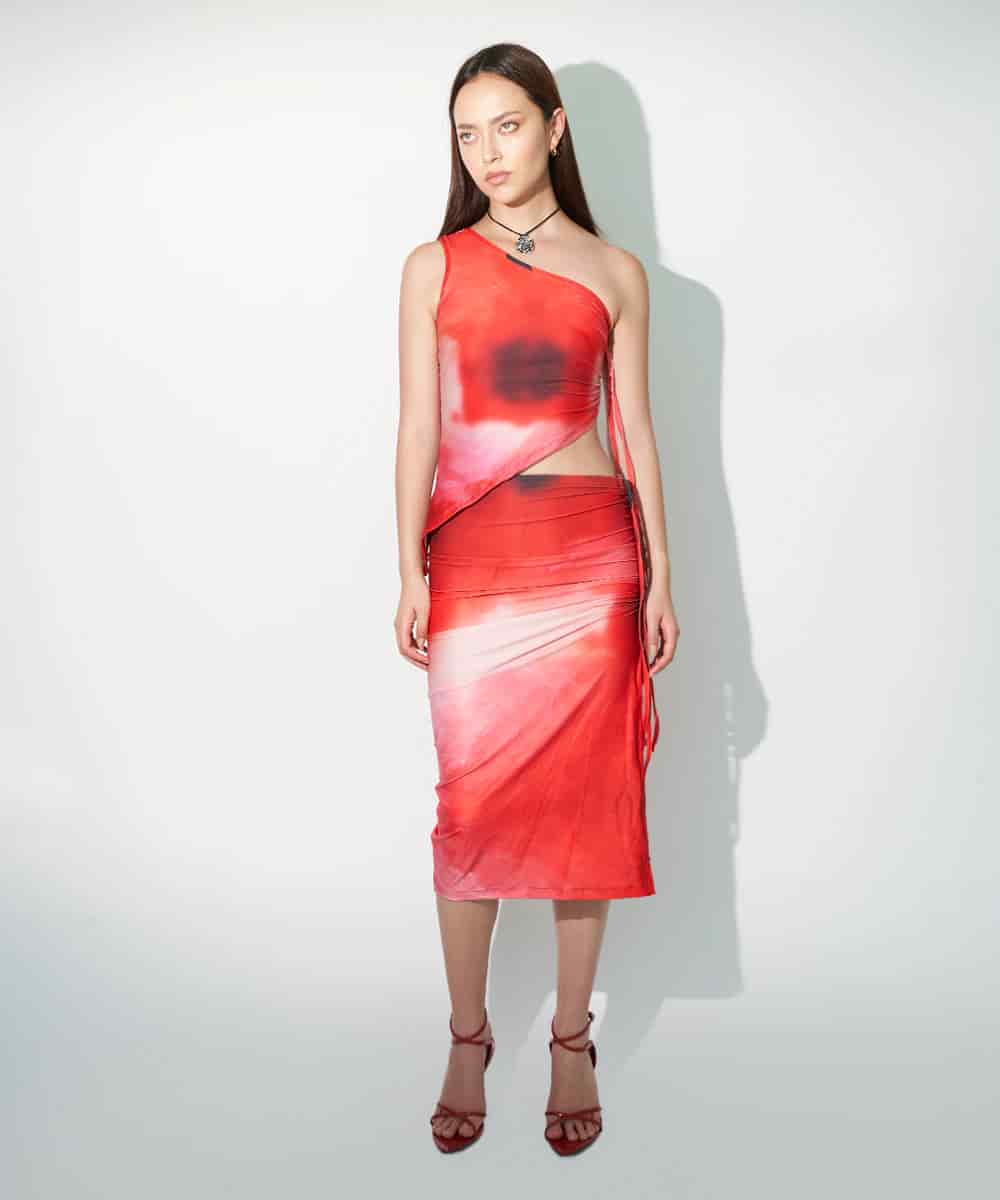 Drawstring Skirt in Rose Red - miniatura 2