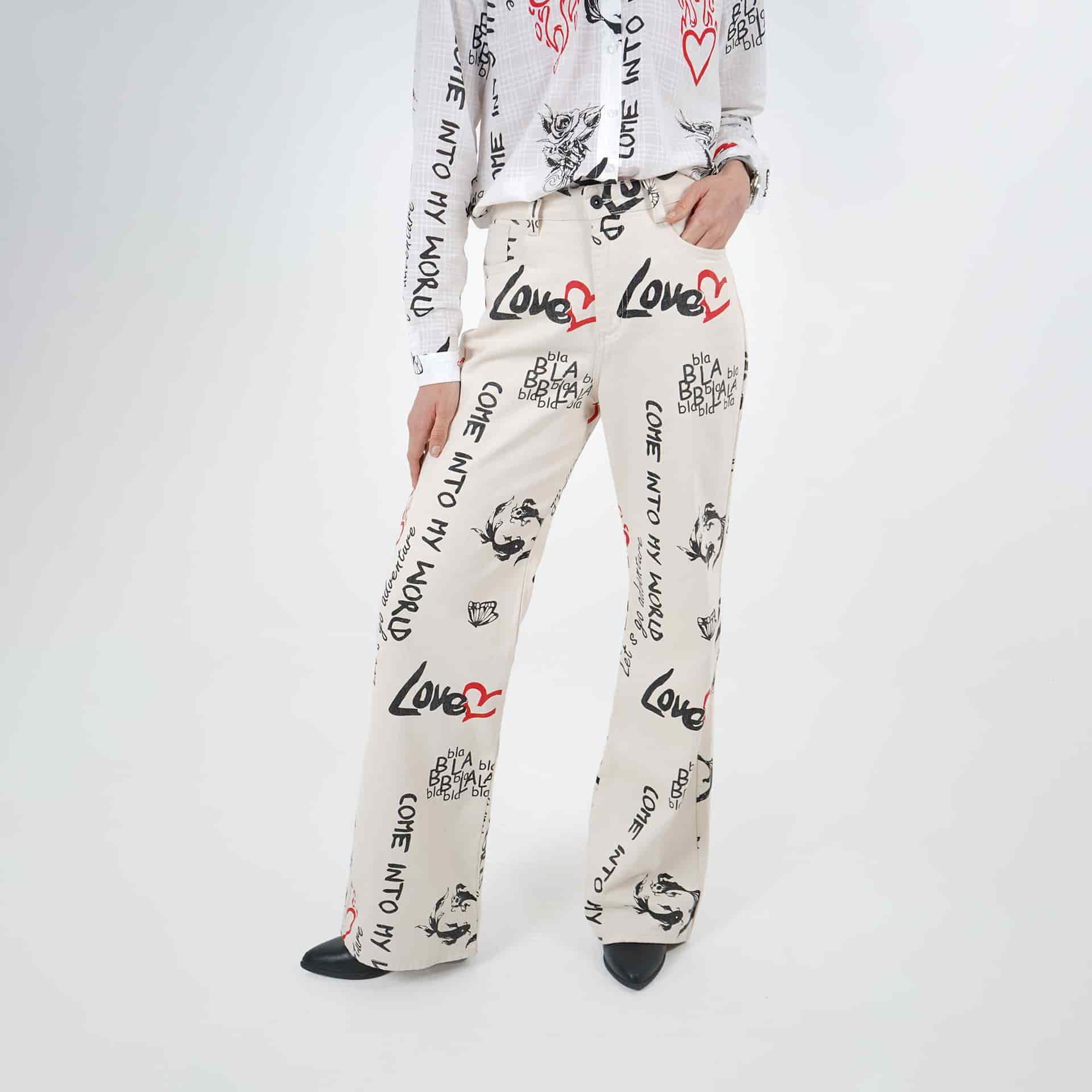 Pantalón estampado textos bota recta - miniatura 11