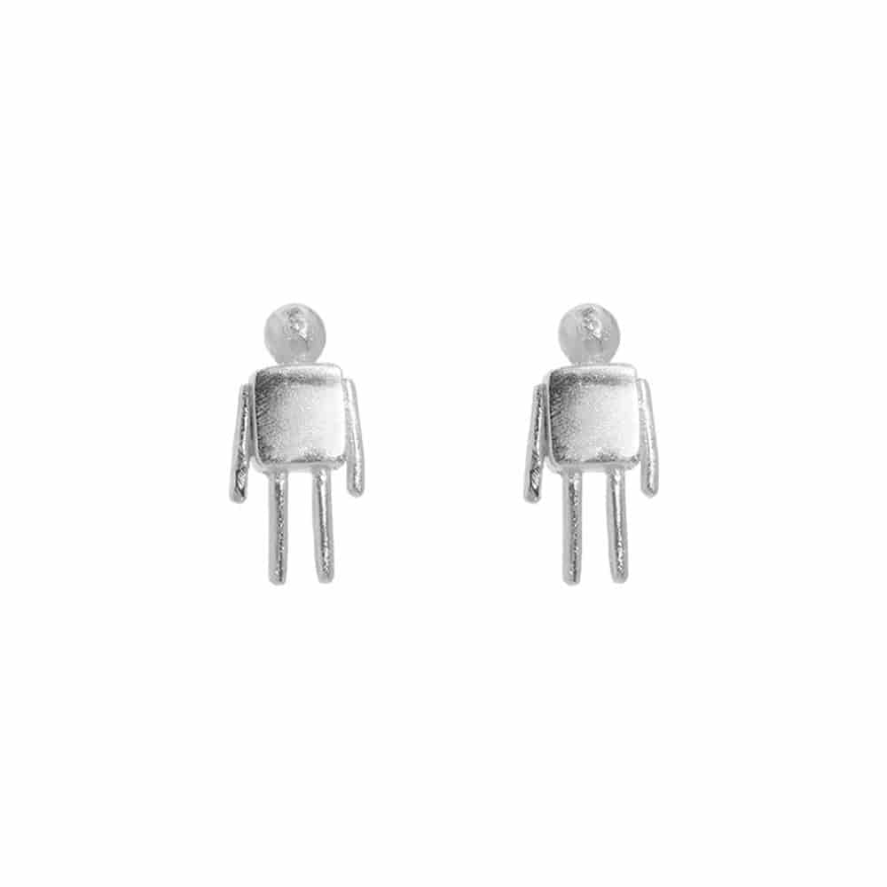 Aretes Robot Mini Plata - miniatura 2