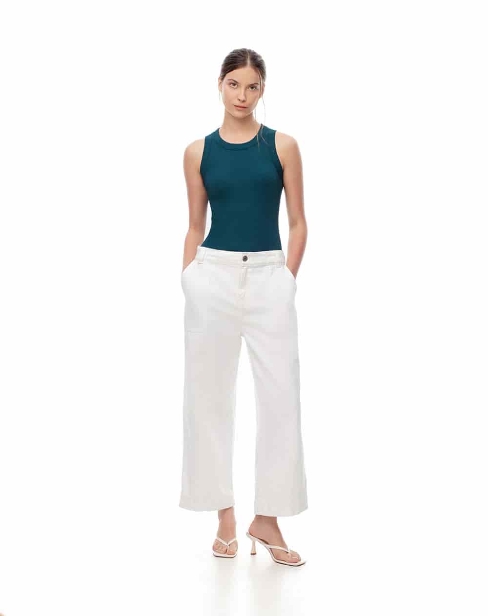 Camiseta esqueleto slim rib algodón verde mujer - miniatura 4