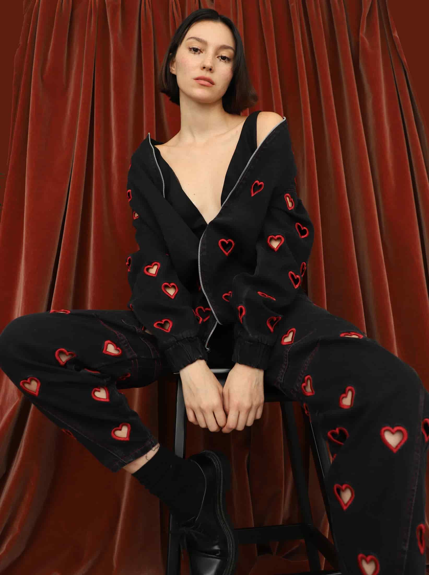Bomber Hearts Jacket Black - miniatura 5