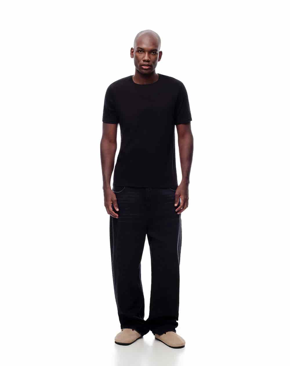 Camiseta relax algodón jersey negra hombre - miniatura 4