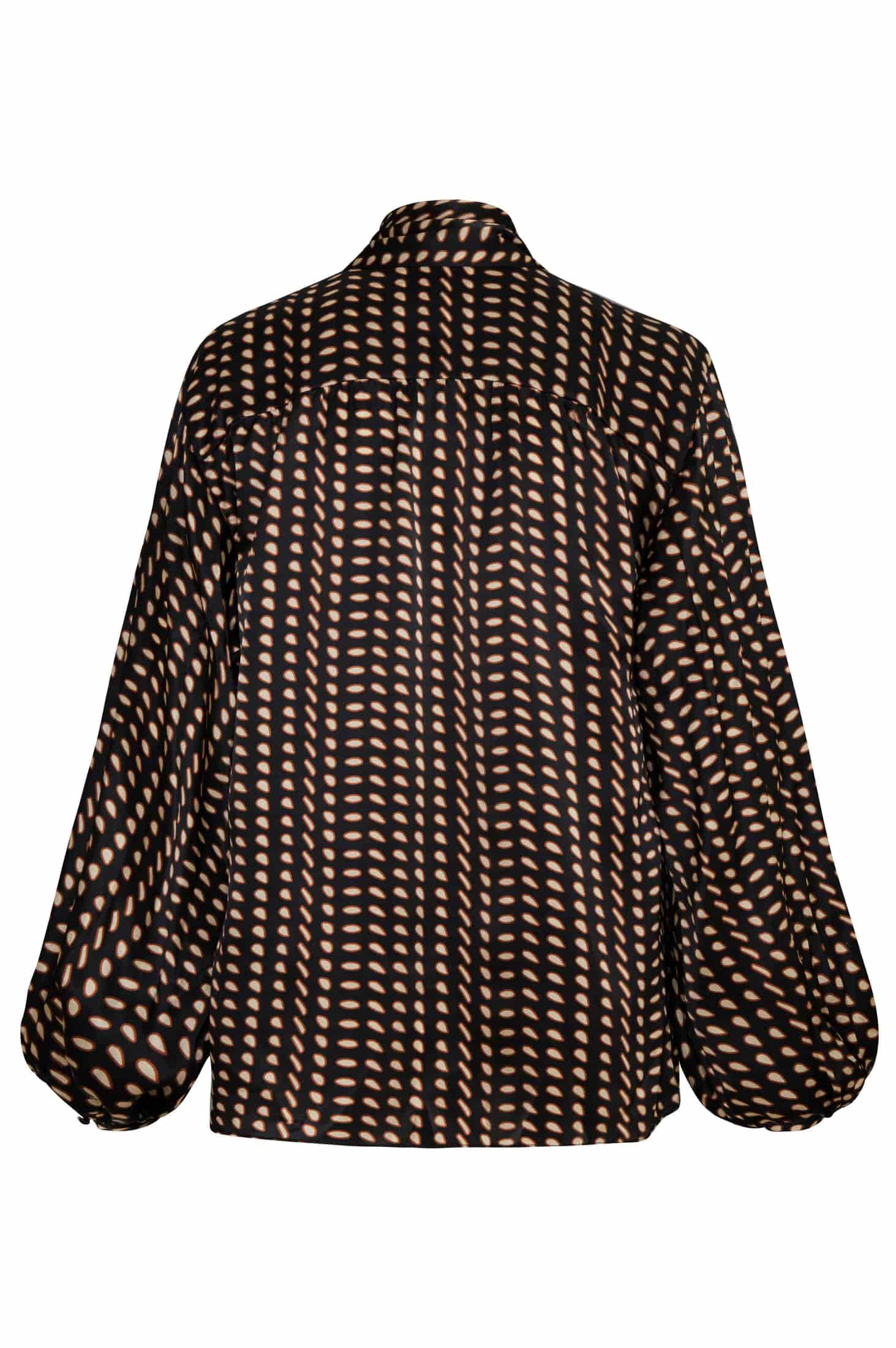 Simonetta Satin Silk Shirt / Black & Ivory Seeds - miniatura 3