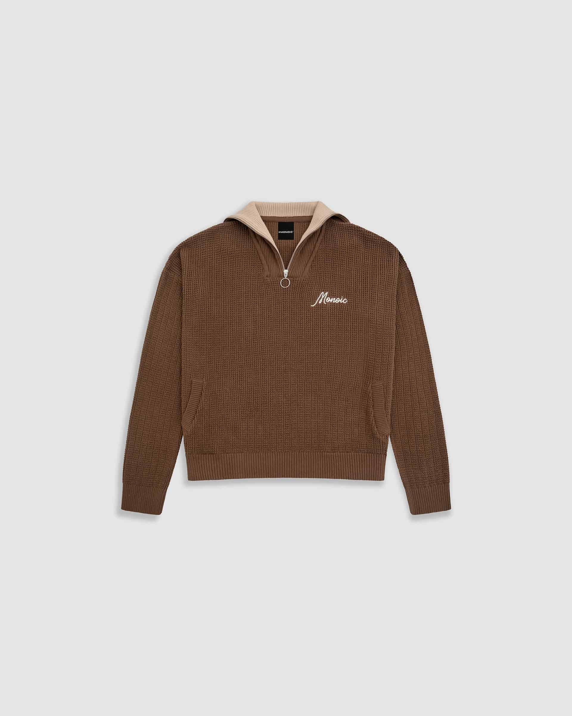 Zip Funnel Neck Knitwear - Café y Crema - miniatura 1