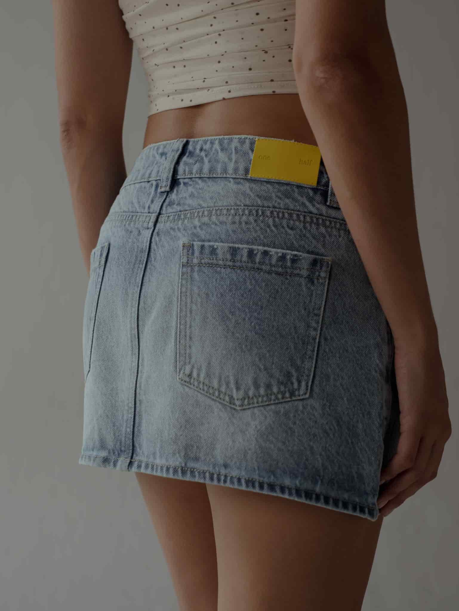 INDIGO MINI SKIRT - OLD LIGHT BLUE - miniatura 12