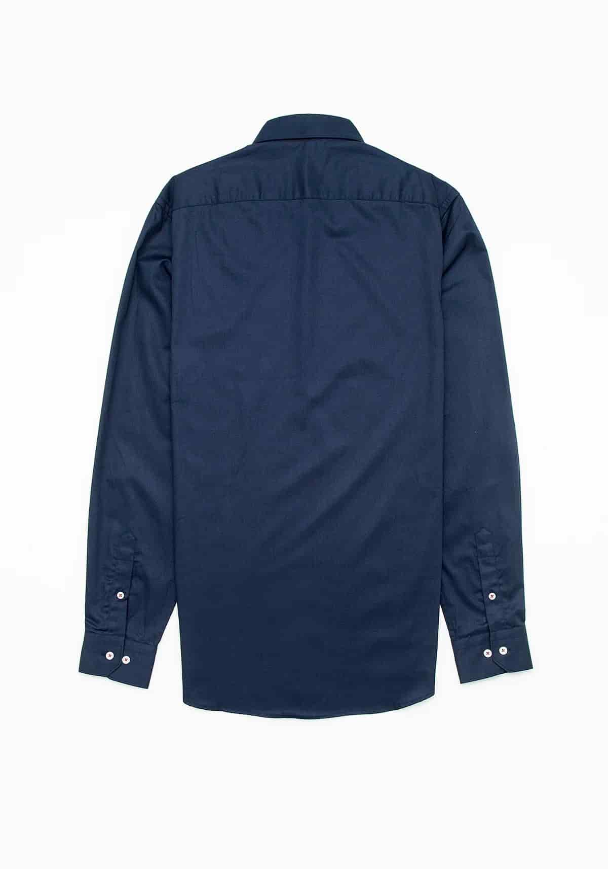 Camisa Sarga Botón Contraste Algodón Azul Oscuro - miniatura 4