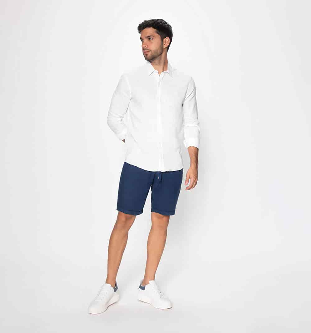 Camisa en lino manga larga regular fit - miniatura 1